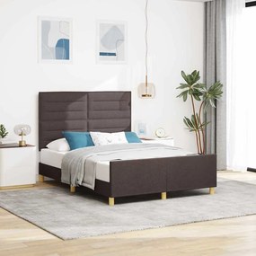 Cama vidaXL Castanho Escuro 160x200 cm Tecido