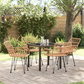 Conjunto de Jantar de Jardim 5 Peças Marrom Vime Poly