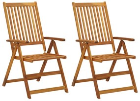 vidaXL Cadeiras de jardim reclináveis 2 pcs madeira de acácia maciça