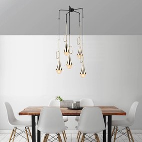 Chandelier Sarmal – Preto e Dourado – Diâmetro 55 cm, Altura 100 cm