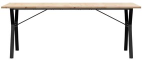 Mesa de jantar estrutura X 200x100x75,5 cm pinho/aço