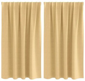 Cortinas com cortinas 2 pcs Bege 140 x 140 cm Poliéster
