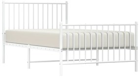 Estrutura de cama com cabeceira e pés 100x190 cm metal branco