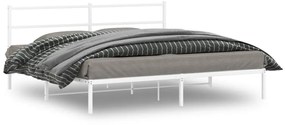 355421 vidaXL Estrutura de cama com cabeceira 200x200 cm metal branco