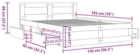 Estrutura de cama c/ cabeceira sem colchão 140x190 cm branco