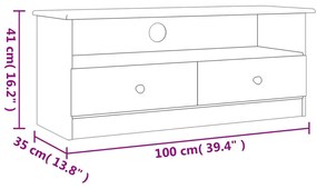 Móvel de TV c/ gavetas ALTA 100x35x41 cm pinho maciço