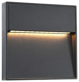 Candeeiros LED de parede exterior 2 pcs 3 W quadrado preto
