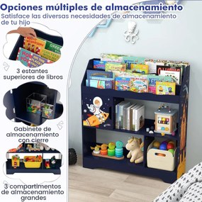 Armário 3 em 1 para crianças com 3 níveis Armário de arrumação para crianças para sala de jogos Jardim de infância 93 x 30 x 100 cm Azul