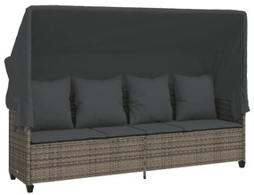 5 pcs conjunto sofás de jardim c/ almofadões vime PE cinzento