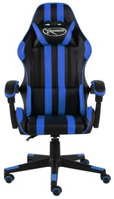 Cadeira estilo corrida couro artificial preto e azul