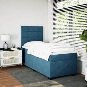 Cama boxspring com colchão 90x190 cm veludo azul