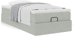 Estrutura cama otomana colchão 90x190 cm veludo cinzento claro