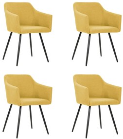vidaXL Cadeiras de jantar 4 pcs tecido amarelo