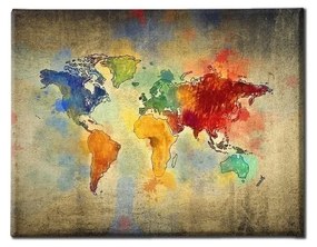 Quadros, telas Homemania  Pintura Mundo, Mapa, Multicor, 100 x 3 x 70 cm