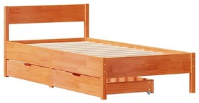 Cama sem colchão 90x200 cm pinho maciço castanho-mel