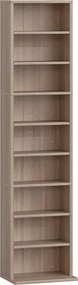 Estante para CDs e DVDs Suportes para CD Estreitos com 9 Compartimentos Prateleiras Ajustáveis 33x24x140 cm Madeira