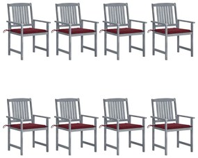 vidaXL Cadeiras de jardim c/ almofadões 8 pcs acácia maciça cinzento