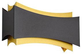 Candeeiro de parede moderno preto com dourado - Plats