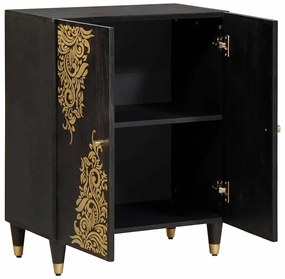 vidaXL Buffet Preto 60 x 33 x 75 cm Madeira de manga maciça