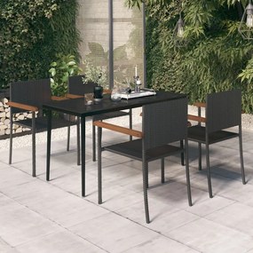 vidaXL 5 pcs Conjunto de jantar para jardim preto