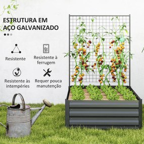 Caixa de Plantação de Aço Galvanizado com Treliça para Plantas Trepadeiras e Fundo Aberto 80x115x125 cm Cinza Escuro