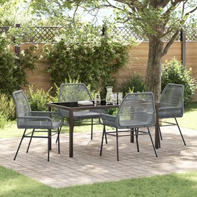 vidaXL Conjunto de Jantar de Jardim 5 Peças com Almofadas Cinza Vime PE