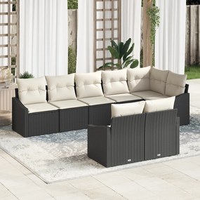 Conjunto de Jantar de 8 Peças com Almofadas Rattan Preto