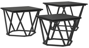 Mesas de Lado vidaXL 3 pcs Preto Carvalho de Madeira Engineered