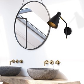Aplique de Parede Sivani – Preto e Dourado – 14 x 36 x 40 cm