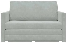 Sofá Cama de Chão 2-em-1 Cinza Claro 124x204x61 cm Veludo
