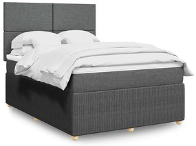 Cama com molas/colchão 140x200 cm tecido cinzento-escuro