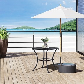 Mesa de Jardim Quadrada Mesa Auxiliar Exterior com Estrutura de Metal para Pátio Terraço Varanda Carga 30kg 45x45x50cm Preto