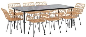 9 pcs conjunto de jantar para jardim vime PE