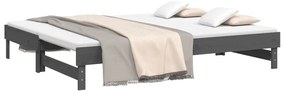 Sofá-cama de puxar 2x(100x200) cm pinho maciço cinza