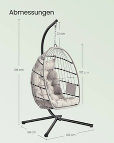 Cadeira suspensa com estrutura para um conforto relaxante