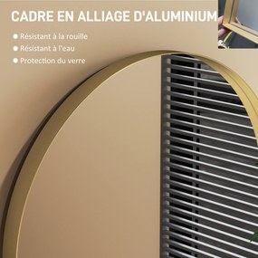 Espelho de parede arqueado com moldura em liga de alumínio 50 × 70 cm, dourado