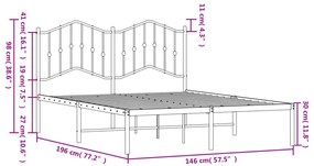 Estrutura de cama com cabeceira 140x190 cm metal branco