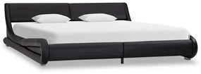 Estrutura de cama 180x200 cm couro artificial preto