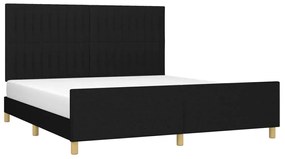 Estrutura de cama sem colchão 180x200 cm tecido preto