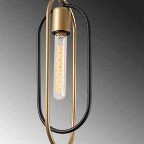 Candeeiro de Teto Cerco – Preto e Dourado – 38 x 38 cm