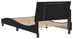 Estrutura de cama c/ luzes LED 100x200 cm veludo preto