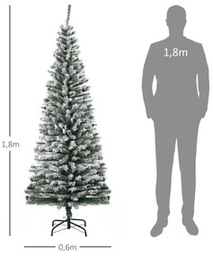 Árvore de Natal 180 cm Árvore de Natal Artificial Nevada com 492 Ramos e Suporte de Metal  Verde e Branco