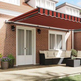 Toldo Retrátil Automático Laranja e Marrom 500 x 350 cm