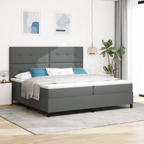 vidaXL Cama Box da com Colchão Cinza Escuro 200x200 cm Tecido