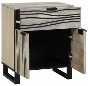 Mesas de cabeceira com gaveta Branco e Preto 50 x 33 x 60 cm