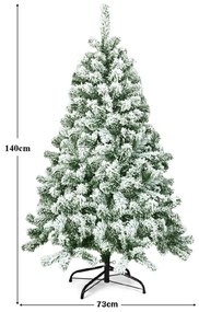 Árvore de Natal de 1,4 m com 400 ramos artificial com neve com agulhas de PVC de alta qualidade e base metálica sólida