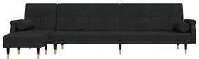 Sofá-cama em forma de L 271x140x70 cm veludo preto