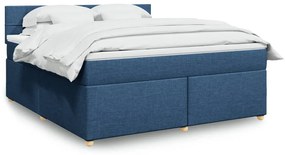 vidaXL Cama com molas/colchão 180x200 cm tecido azul
