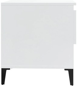 Mesas de apoio 2 pcs 50x46x50cm deriv. madeira branco brilhante