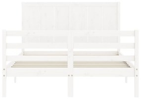 Estrutura de cama com cabeceira 140x190cm madeira maciça branco